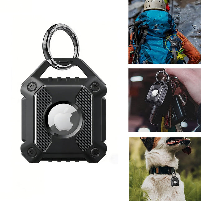 Black Apple AirTag Protective Case Waterproof TPU Cover Air Tag Tracker Loop Holder