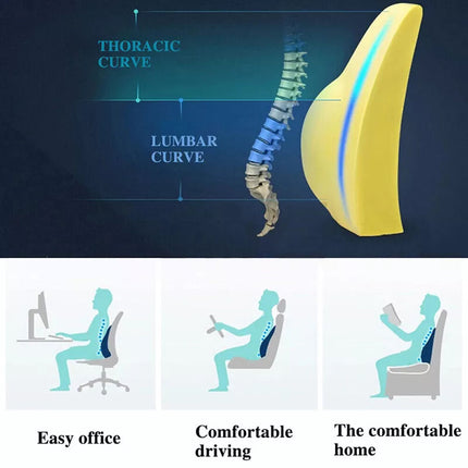 Lumbar Back Memory Foam Support Cushion Seat Waist Back Pillow Home Car Office