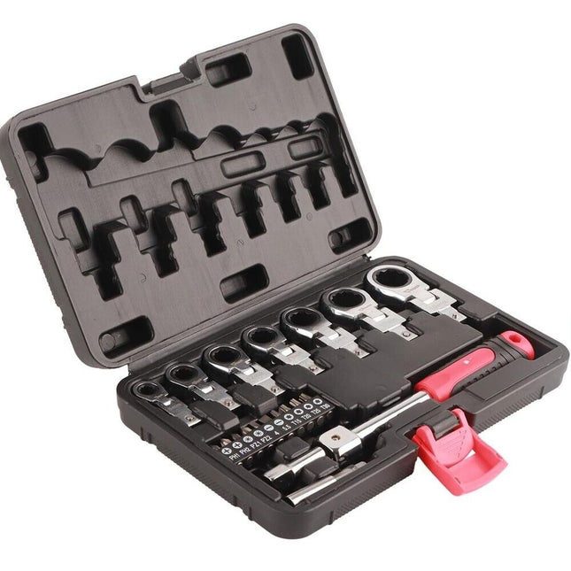 20Ps Ratchet Wrench Set Screwdriver Bit Kit