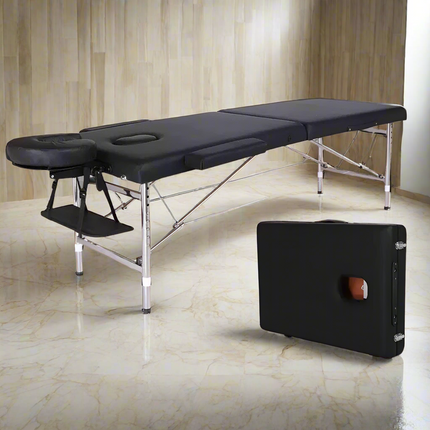 Black Portable Folding Massage Table Bed Beauty Acupuncture Spa Chair Adjustable 180cm