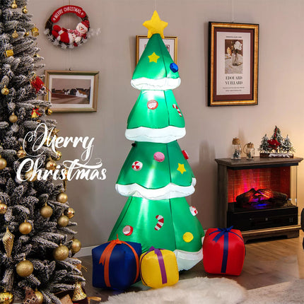 1.8M Inflatable Christmas Tree Decor with Built-in LED Light & Waterproof Blower