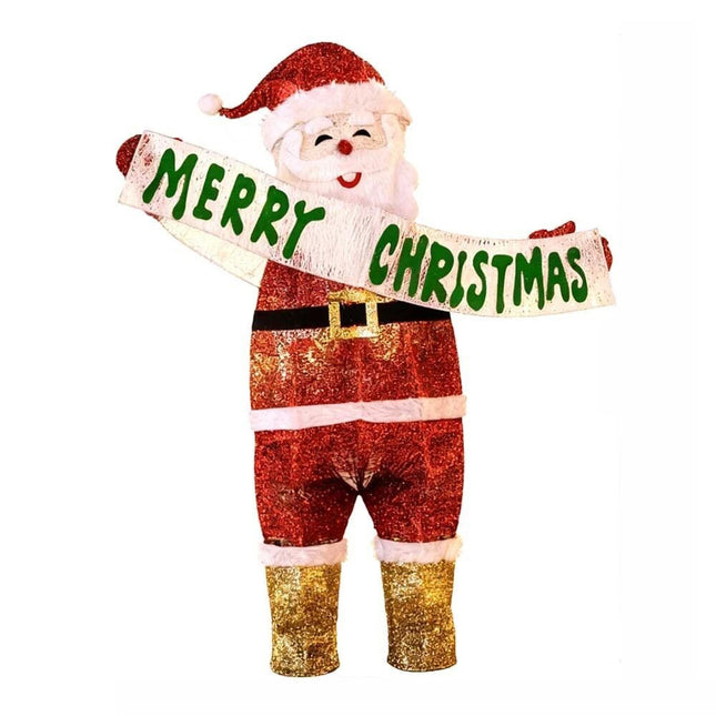 Christmas Decoration Santa with LED Lights Light up Solar Iron Frame Door Decor