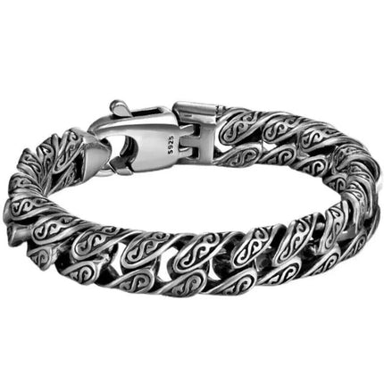 Men's Solid 316L Engraved Stainless Steel Braided Cuban Bracelet Jewellery Gift 22 cm