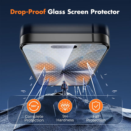 2Pcs Screen protector Tempered Glass Case Friendly Full Cover iPhone 17 iPhone 17 Pro 17 Pro Max (Copy)