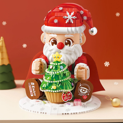 LOZ Christmas Santa LED Tree Night Light Mini Bricks Building Toy Gift 1630pcs