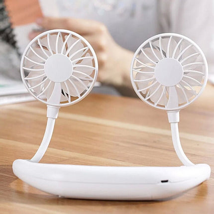 Neck Fan Headphone Design Wearable Portable USB Rechargeable Hand Free Personal