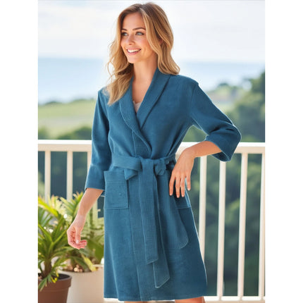 Luxury 100% Cotton Bath Robe Unisex Spa Hotel Soft Absorbent Towelling Blue XL
