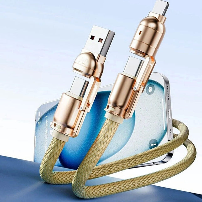 Gold Phone Lanyard With Fast Charging Cable Crossbody 240w Type c iPhone Samsung