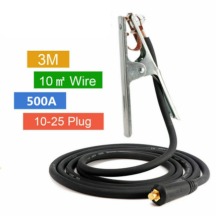 300A Welding Ground Earth Clamp Clip 3M Cable 10-25 Plug For MIG TIG ARC Welder