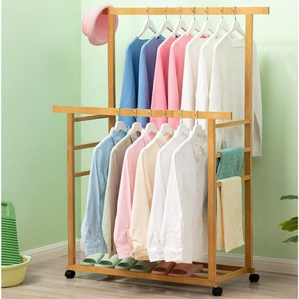 Heavy Duty Clothes Rail Double Layer Garment Hanging Display Stand Rack Wardrobe