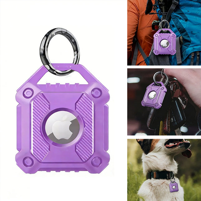 Purple Apple AirTag Protective Case Waterproof TPU Cover Air Tag Tracker Loop Holder