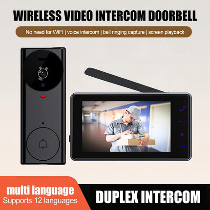 Wireless Video Doorbell Security Camera Ring Door Bell /W 4.3" Screen Intercom