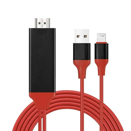 Red 2m MFi Certified 8-Pin to HDMI Cable Digital TV AV Adapter For iPhone 14 13 iPad