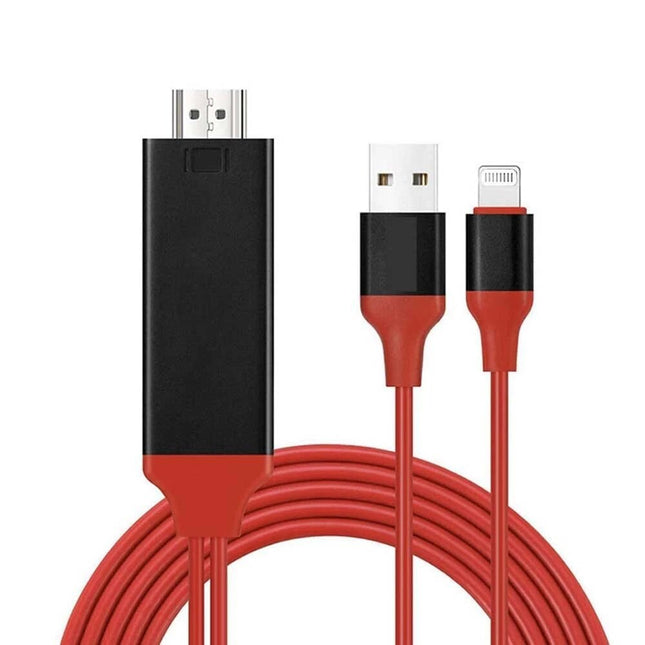 Red 2m MFi Certified 8-Pin to HDMI Cable Digital TV AV Adapter For iPhone 14 13 iPad