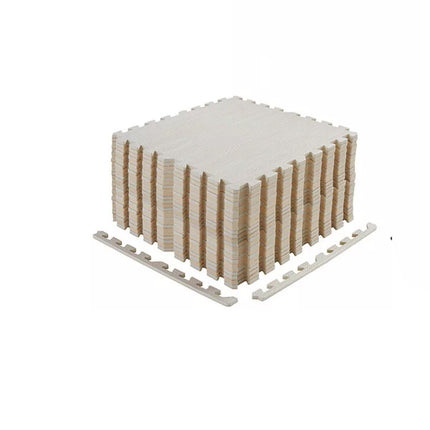 24x Eva Foam Mat Jigsaw Gym Floor Tiles Kids Soft Play Classic Interlocking White Grain