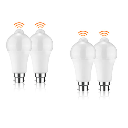 4X LED PIR Motion Sensor Light Bulbs B22 12W Smart Detector Globe Lamp