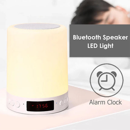 Touch Bedside LED Night Light Table Lamp Alarm Clock Bluetooth Music Speaker USB