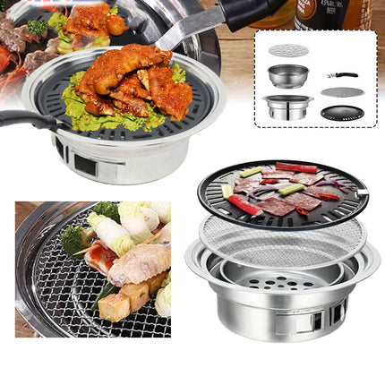 Portable Korean BBQ Grill Table Charcoal Camping Party Outdoor Barbecue Tool Set