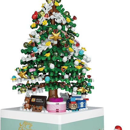 Christmas Tree Rotating Music Box Building Blocks Toy Gift Santa Decor 506pcs
