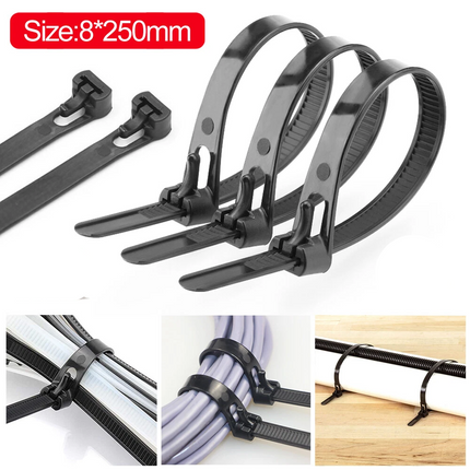 120X Cable Ties Zip Nylon Plastic Releasable Reusable Wraps Ratchet Wire