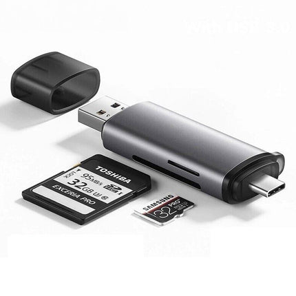 USB & USB-C Memory Card Reader for SD & TF (MicroSD) Cards - OTG Macbook Iphone