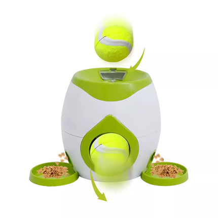 Automatic Dog Tennis Ball Launcher Reward Feeder Interactive Pet Training Game Green
