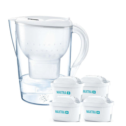 3.5L XL Water Filter Jug + 4 MAXTRA+ Filter Refill Cartridge White