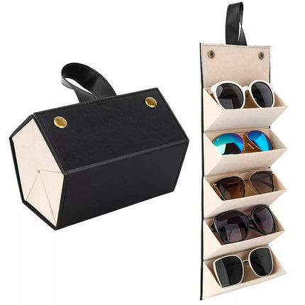 Black 5 Slot Eyeglasses Holder Storage Box Sunglasses Case Glasses Organizer