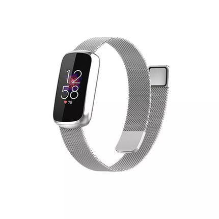 Silver Fitbit Luxe Band Replacement Magnetic Wristband Watch Soft Stainless Steel Strap