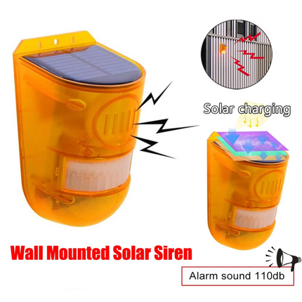 Wall Mounted Solar Strobe Flashing Light Outdoor Motion Sensor Alarm 129db IP65