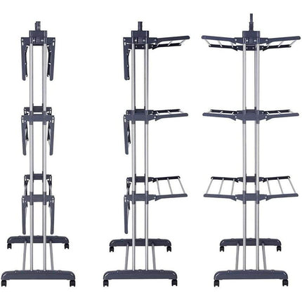 3 Tier Foldable Clothes Airer Folding Hanger Drying Rack Multi-Functional Stand Blue