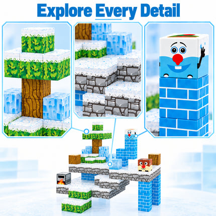 3D Building Blocks Winter Ice Castle 54 Pcs Cube Construction Toy Christmas Gift