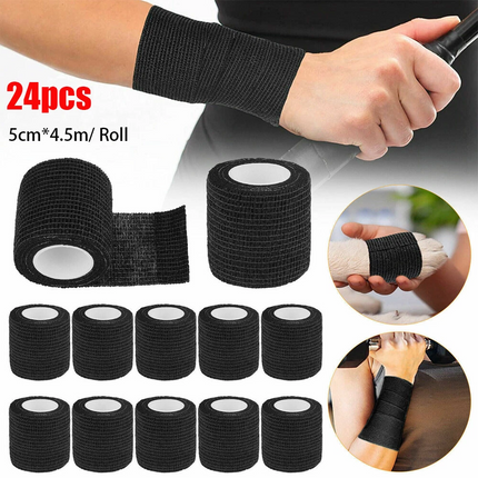24pcs Tattoo Grip Wrap Tape Cover 5cm*4.5m/ Roll Self-adhesive Elastic Bandage