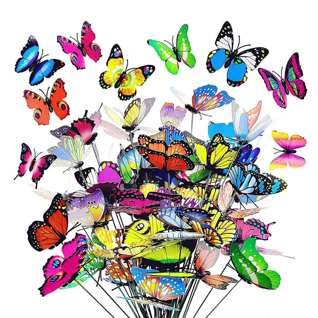 50PCS 8cm Luminous Butterfly Lawn Ornament Fairy Garden Decor Outdoor Yard