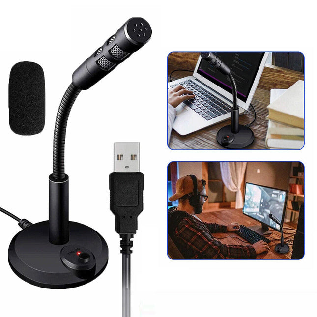 Desktop Mini USB Stand Microphone Mic For Desktop Laptop PC Computer