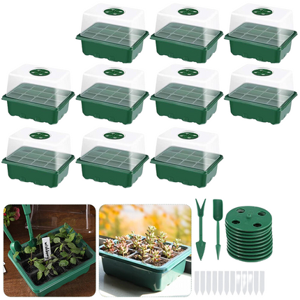 10pcs Seedling Tray Garden Plant Seeds Grow Box Propagation Planting 12 Hole