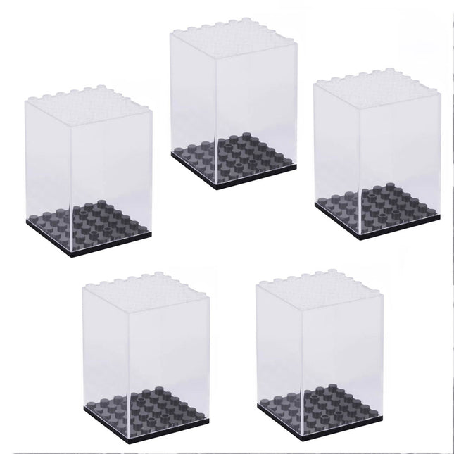 5PCS Lego Minifigure Display Case New Clear Black Base Box Suitable Stackable