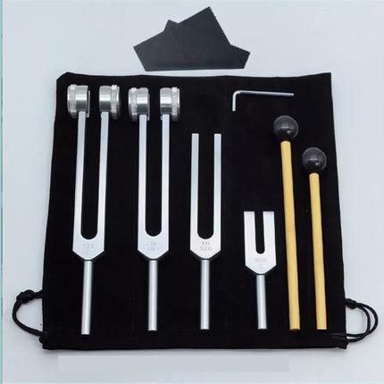 4Pcs Tuning Fork Set w/Hammer for Healing Chakra,Sound Therapy,Reliever Stress