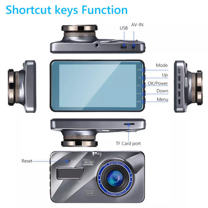 1080P Car Dash Camera Dual Front and Rear Video DVR Recorder Night Vision Kit