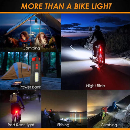 Waterproof Bicycle Bike Lights Front Rear Tail Light Lamp USB Rechargeable IPX4