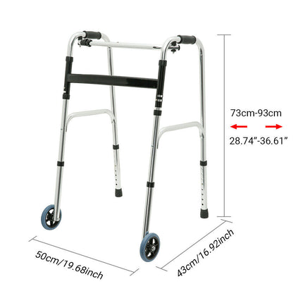 Folding Walker Medical Walking Aid Frame Height Adjustable Lightweight Outdoor