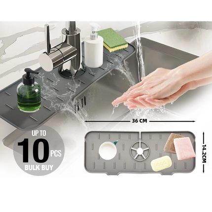 2pcs Silicone Faucet Drain Pad Drip Catcher Tray Kitchen Sink Splash Guard Slip Mat