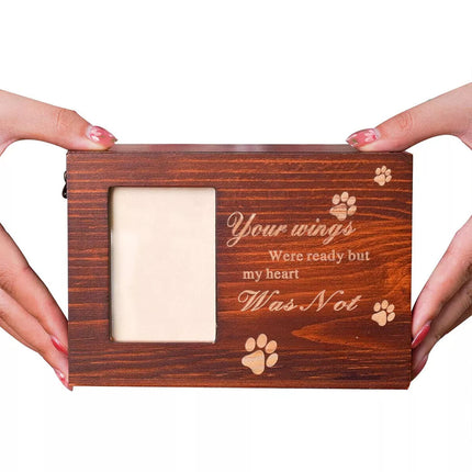 Wooden Pet Memorial Urn For Ashes With Photo Frame Dog Memory Box