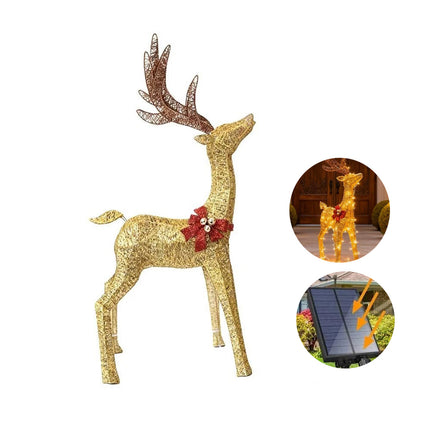4.2ft Christmas Decoration Reindeer LED Lights Light up Solar Iron Frame Door De