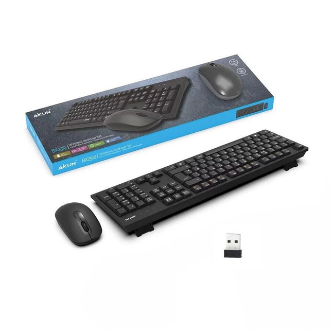 Aikun Bx2510 Wireless Keyboard and Mouse Combo Set 2.4G Cordless Optical for PC
