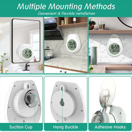Waterproof Digital Shower Timer Clock Bathroom Kitchen Wall Clock w Hanging Hole