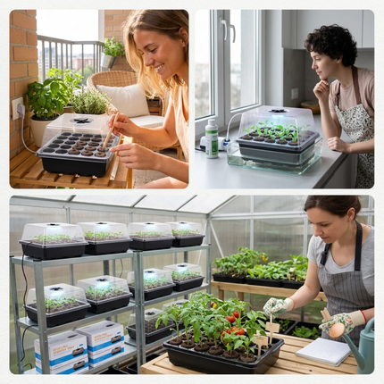 Seed Starter Tray 20 Cells Seedling Starter Kit with Grow Light Seed Germination