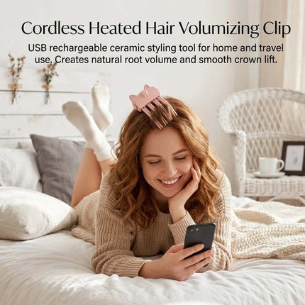 Electric Cordless Heated Hair Volume Clip- Root Clips for Curly Hair Volume Pink