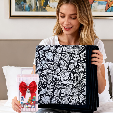 DIY Coloring Blanket With 24PCS Markers Coloring Blankets