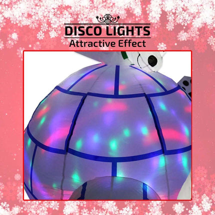 Inflatable Christmas Bear Family & Igloo W/ Disco Lights 1.85M Xmas Decor Gift